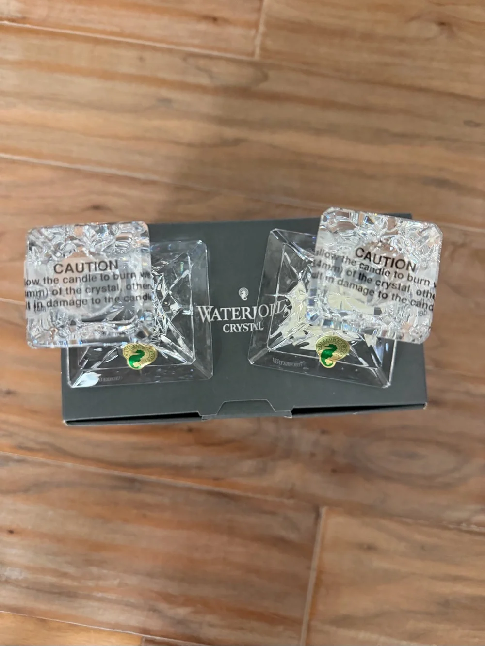 NIB Vintage Waterford Lismore 4” Candlestick Pair - Made in Ireland Rare